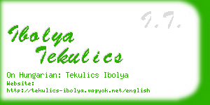 ibolya tekulics business card